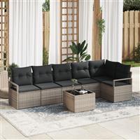 vidaXL 6-delige Tuinbankenset met kussens poly rattan zwart