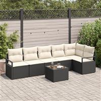 vidaXL 6-delige Tuinbankenset met kussens poly rattan bruin