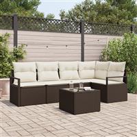 vidaXL 5-delige tuinset met kussens grijs poly rattan
