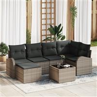vidaXL 6-delige tuinset met kussens zwart poly rattan