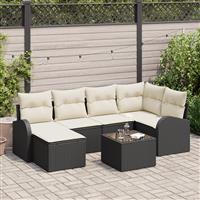 vidaXL 6-delige tuinset met kussens bruin poly rattan