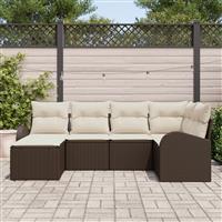 vidaXL 6-delige tuinset met kussens bruin poly rattan