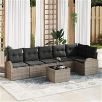 vidaXL 6-delige tuinset met kussens zwart poly rattan