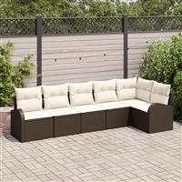 vidaXL 6-delige tuinset met kussens in bruin poly rattan