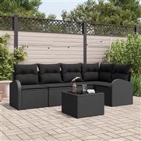 vidaXL 6-delige tuinset met kussens in het beige van poly rattan