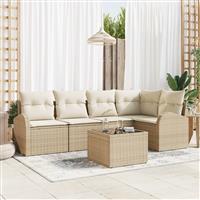 vidaXL 6-delige tuinbankset met kussens bruin poly rattan