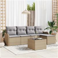 vidaXL 6-delige Tuinbank Set met Kussens Zwart Poly Rattan