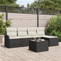 vidaXL 5-delige tuinbankset met kussens bruin poly rattan
