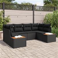 vidaXL 6-delige tuinsofa set met kussens zwart poly rattan acacia