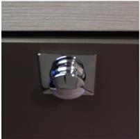 Mini Knop+Ring Vierkant Pushlock Glanzend Chroom 2st.