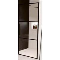 Douchedeur met Klapdeur Riho Grid 90x200 cm 6 mm Helderglas Zwarte Profielen