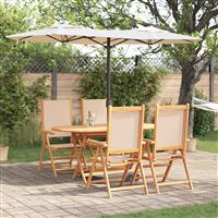 vidaXL 5-delige tuinset Beige Massief Acaciahout