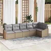 vidaXL Tuin Eetset met kussen met opslag 6 pcs Beige, Lichtgrijs