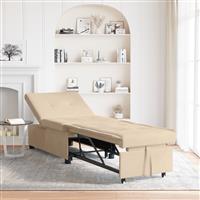 vidaXL Slaapbank 3-in-1 Uittrekbaar Crème Stof
