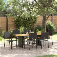 vidaXL 7-delige Tuinset poly rattan zwart