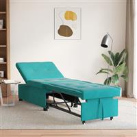 vidaXL Slaapbank 3-in-1 Uittrekbaar Turquoise Fluweel