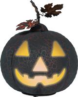 Black and orange pumpkin metal with light 20 cm