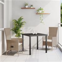 vidaXL 3-delige Tuinset met Kussens Beigekleurd Poly Rattan