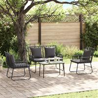vidaXL Tuin Eetset met kussen 3 pcs Zwart, Antraciet 113 x 69 x 83 cm