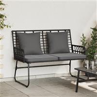 vidaXL Tuinbank Zwart, Antraciet 113 x 69 x 83 cm Poly riet, staal