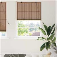 vidaXL Raambuiten & Gordijnen met gordijnen Bruin 110 x 220 cm Bamboe