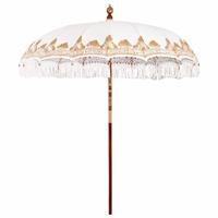 vidaXL Parasol Crème 210-220 cm Katoenen stoffen & Hout & Bamboe