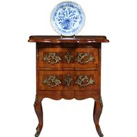 Kleine orgel gebogen commode ca 1750 met schrijfblad of schenkblad wortelnoten (No.303010)