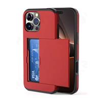 Kaarthouder Hoesje voor iPhone 15 Pro Max - Wallet Card Slot Cover Case - Rood