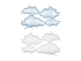 Folieballon dubbelzijdige achtergrond wolken, 99x52 cm, wit-lichtblauw