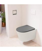 MONDIAZ LAVIE hangend toilet single fire rimless diepspoel Linen, Toiletzitting met quick-release & 