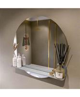 MONDIAZ SPOT spiegel rond 80cm met Spiegelplanchet kleur Plata.