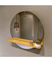 MONDIAZ SPOT spiegel rond 50cm met Spiegelplanchet kleur Ocher.