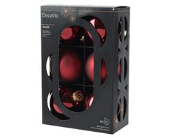 Kerstballen Glas Ossenbloed 8 cm Set van 6