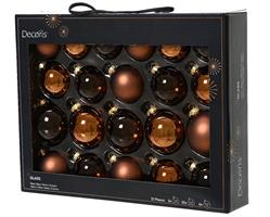 Kerstballen Glas Espresso 7 cm Set van 21