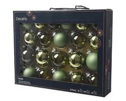 Kerstballen Glas Rozemarijngroen 7cm Set van 21