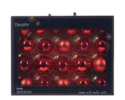 Kerstballen Glas Kerstrood 7 cm Set van 21