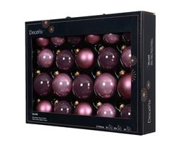 Kerstballen Glas Vintage Roze 7 cm Set van 21