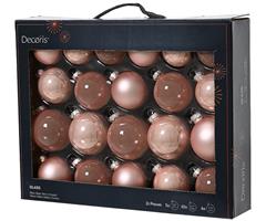 Kerstballen Glas Poederroze 7 cm Set van 21
