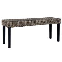 vidaXL Bankje 110 cm natuurlijk kubu rattan en massief mahoniehout zwart