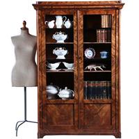 Strakke Biedermeier boekenkast / servieskast in bloemmahonie met verstelbare planken (No.231635)