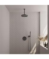 Brauer Stripe thermostatische inbouw regendouche 3-weg rond SET 39 met 25 cm douchekop en plafondarm
