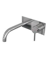 Brauer Stripe inbouw wastafelmengkraan met gebogen uitloop en afdekplaat model A1 chroom