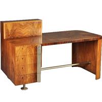 Wat een uitzonderlijk fraai art deco bureau ca 1920 in o.a. wortelnoten, palissander en chroom (No.3