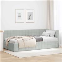 vidaXL Hoekbedframe met hoofdeinde Lichtgrijs 100 x 200 cm Fluweel
