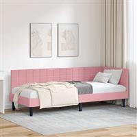 vidaXL Hoekbedframe met hoofdeinde Roze 80 x 200 cm Fluweel