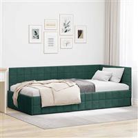 vidaXL Hoekbedframe met hoofdeinde Donkergroen 90 x 190 cm Fluweel
