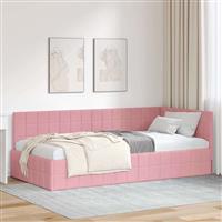 vidaXL Hoekbedframe met hoofdeinde Roze 90 x 190 cm Fluweel