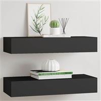 vidaXL Wandschappen 2 st met lade 60x23,5x10 cm MDF zwart