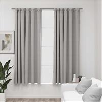 vidaXL Gordijnen linnen-look verduisterend haken 2 st 140x175 cm grijs