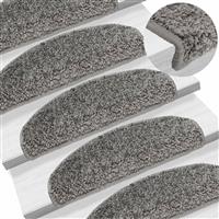 vidaXL Trapmatten 15 st 65x21x4 cm Grijs Halfrond Groot